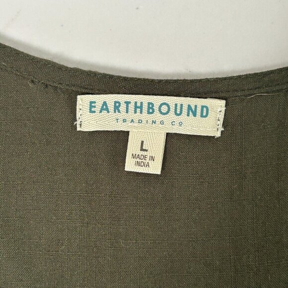 Earthbound Trading Jumpsuit Womens Size L Green Short Sleeve V Neck Pockets Boho - Picture 5 of 16